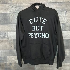 Fun Black with Gray “Cute But Psycho” Hoodie